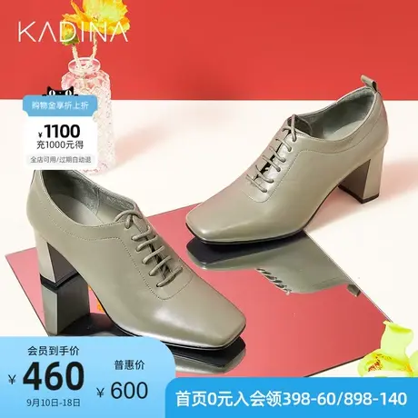 卡迪娜新款羊皮革时装靴商务通勤绑带高跟女靴商品大图