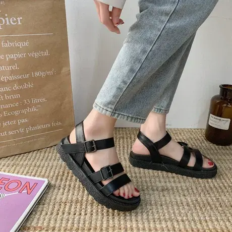 凉鞋女仙女风ins潮2023新款夏季时尚百搭网红学生女士平底罗马鞋商品大图