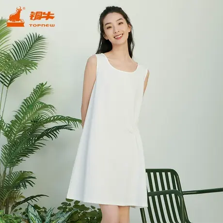 铜牛bless棉氨细纹布抽褶女休闲居家背心裙2023夏家居连衣裙VQ073商品大图