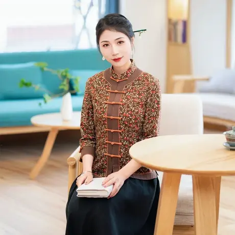 筠雅唐装中国风上衣女2025年新款年轻款中式盘扣古韵居士服24J078商品大图