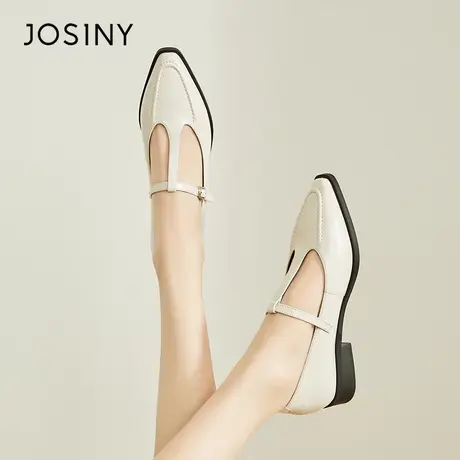 Josiny/卓诗尼法式尖头复古玛丽珍鞋女2024新款春季平底浅口单鞋商品大图