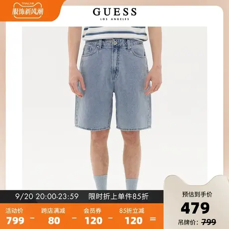 GUESS23新男士百搭宽松休闲牛仔短裤直筒中裤五分裤子-MN2D7951图片
