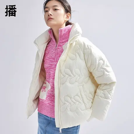 播白鸭绒羽绒服女2023冬季新款快速升温锁短款立领外套DDQ4RD5765商品大图
