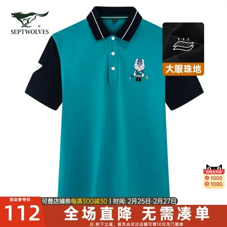 七匹狼男装POLO衫2023夏季新款时尚刺绣宽松百搭翻领短袖T恤男士图片