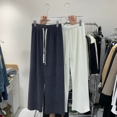 2023韩国东大门春季韩版通勤净色休闲日常气质百搭显瘦抽绳女长裤图片