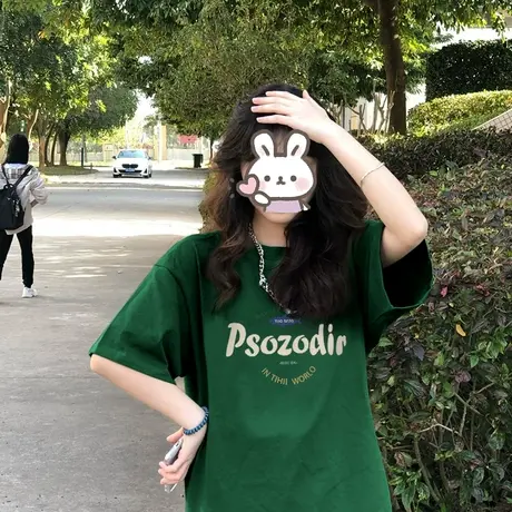 vintage美式复古t恤女大码正肩情侣上衣ins潮纯棉宽松洋气短袖夏图片