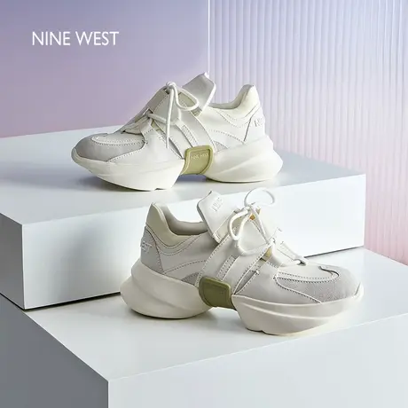 Nine West/玖熙厚底老爹鞋女2025夏季新款增高小白鞋运动休闲鞋软图片