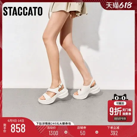 思加图2025夏季新款休闲时尚老爹运动凉鞋厚底轻便女鞋子EE506BL5商品大图