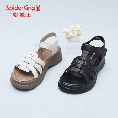 SPIDER KING/蜘蛛王女凉鞋真皮2025夏商场新款休闲罗马风编织厚底图片