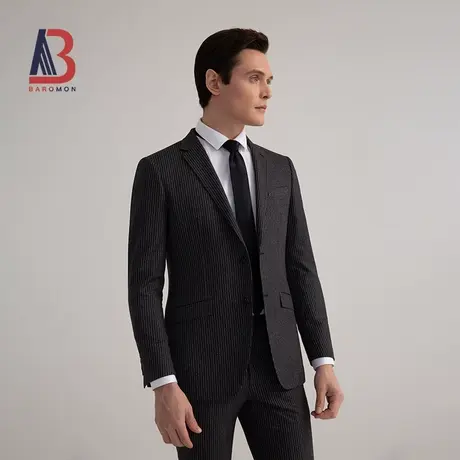 BAROMON/培罗蒙中年男士西服套装灰色条纹外套商务正装休闲西装图片