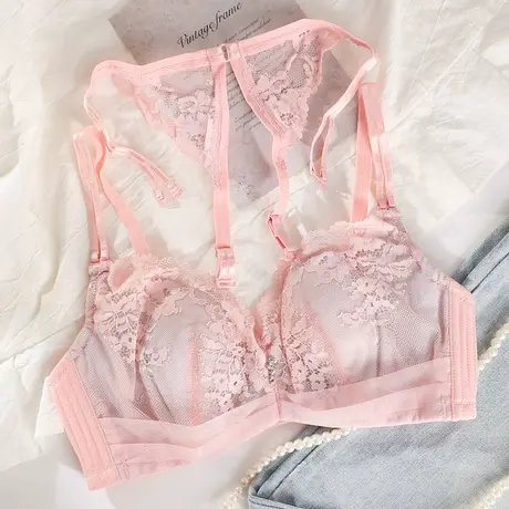 奥维丝丽内衣女大胸显小兔耳朵杯薄款上托调整型收副乳丝女士文胸商品大图