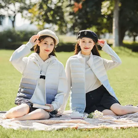 唐狮渐变吸睛羽绒服立领短款女新款马甲秋外套内胆式上衣潮流商品大图