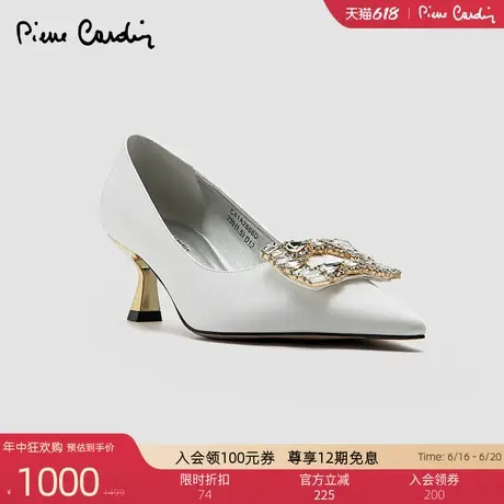 Pierre Cardin/皮尔卡丹25女鞋流光真丝法式中高跟婚鞋新娘伴娘鞋图片