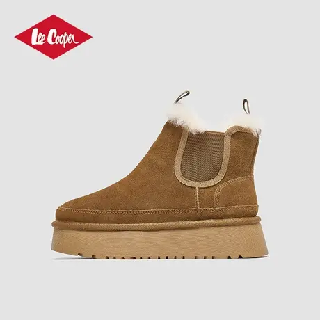 Lee Cooper2024冬季新款雪地靴女时尚加绒保暖短靴厚底增高棉鞋女商品大图
