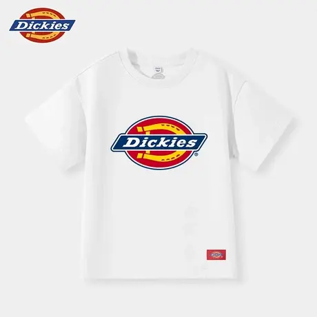 Dickies童装男童短袖t恤夏季儿童纯棉白色LOGO上衣女童潮牌体恤A图片