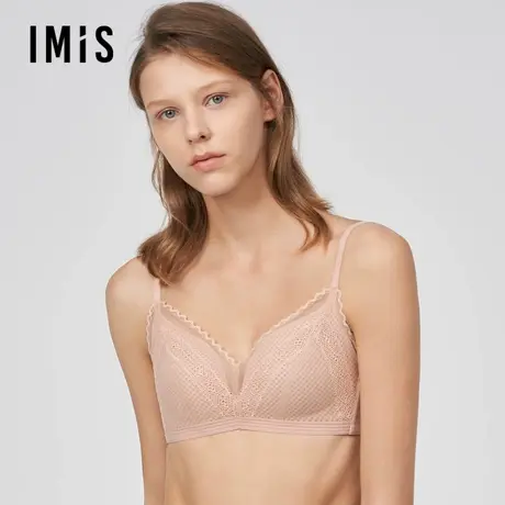 【直播专享】IMIS内衣女蕾丝网眼无托蜂巢杯薄透气文胸罩IM17BLH1图片
