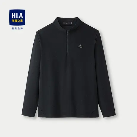 HLA/海澜之家双面磨毛休闲上衣25秋季潮流半开襟保暖运动长袖男商品大图