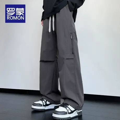 罗蒙美式工装冲锋裤男士春秋季2025新款防泼水休闲运动伞兵长裤子商品大图