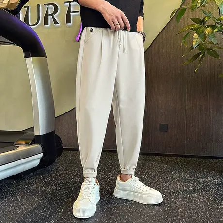 卫裤男春秋季潮牌2023新款宽松小脚哈伦男裤个性纯色运动休闲长裤图片