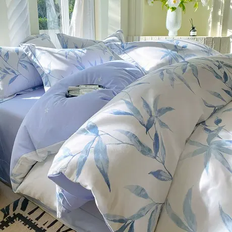 恒源祥全棉印花四件套纯棉被套床单床笠款四季通用单人家用三件套商品大图