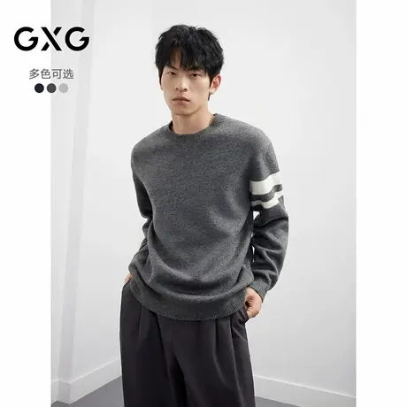 GXG男装 休闲撞色条纹毛衣慵懒针织衫25年冬新款#G25D204014图片