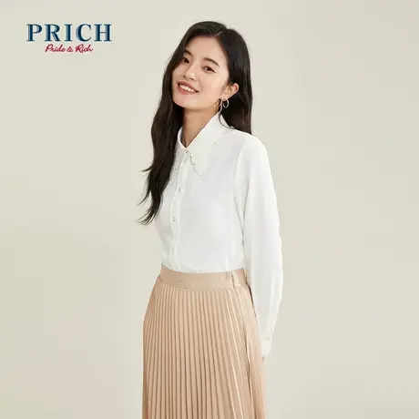 【直播专享】PRICH新款小众刺绣领百搭印花衬衫女商品大图