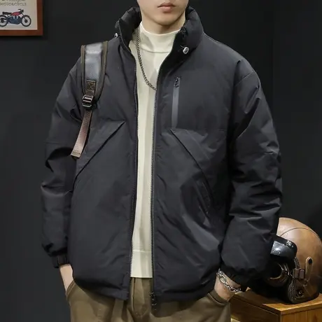 80鸭绒羽绒服男冬季2023新款轻薄潮牌大码男士外套短款立领新国标商品大图