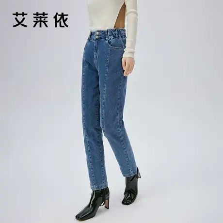 艾莱依羽绒裤女2023新款通勤时尚显瘦修身鸭绒高腰牛仔裤长裤秋冬图片