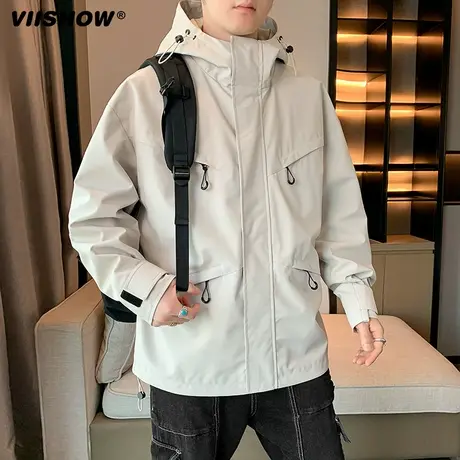 VIISHOW多口袋工装冲锋衣日系cityboy夹克秋冬季男生休闲连帽外套商品大图