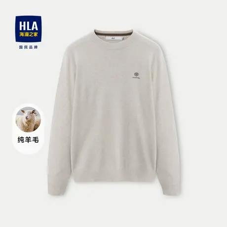 HLA/海澜之家纯羊毛长袖毛衫23秋冬新修身圆领套头加厚保暖上衣男商品大图