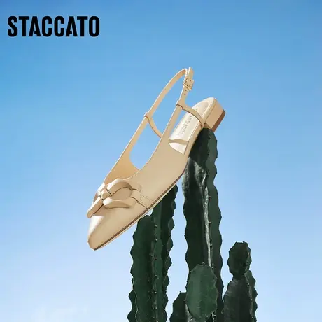 思加图新款法式包头凉鞋优雅尖头低跟后空单鞋女鞋子9A903AH3商品大图