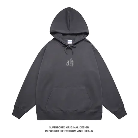 美式休闲潮流简约字母印花卫衣男春秋季小众设计感连帽宽松上衣商品大图