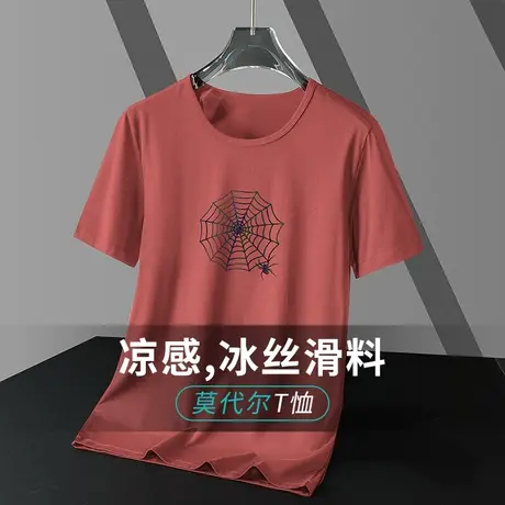 莫代尔t恤男士短袖2024新款夏季潮流冰丝凉感速干半袖上衣服体恤商品大图