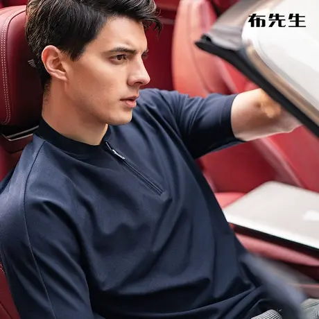 MrBu布先生微廓形纯棉t恤夏季时尚棒球领短袖纯色男装AT11828断码商品大图