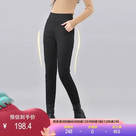 羽绒打底裤2023冬季新款外穿棉裤加绒加厚紧身高腰小脚裤保暖弹力商品大图