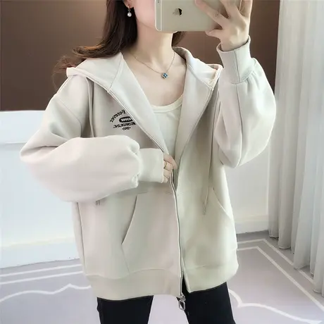 卫衣外套女春秋款拉链韩系慵懒风厚连帽2023新款爆款开衫秋冬秋季图片