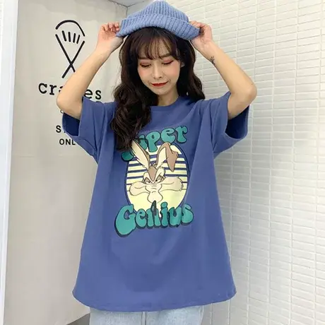 欧货2020早春短袖t恤女宽松韩版ins怪味少女原宿bf风半袖上衣服潮商品大图