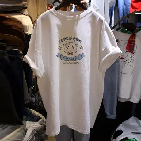 ins超火港风短袖T恤女夏装韩版学生宽松慵懒风百搭chic半袖上衣潮商品大图