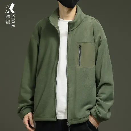 希越摇粒绒重磅男士棉衣无帽立领秋冬季宽松大码日系小众夹克外套商品大图