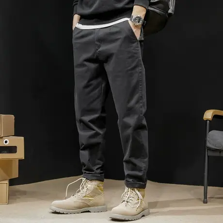 直筒休闲裤男春季2024新款宽松大码弹力百搭裤子纯棉哈伦裤春秋款商品大图