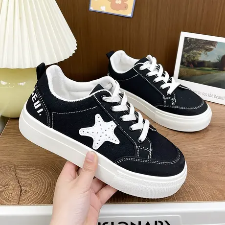 星星帆布鞋女2023新款春季厚底小众港风ins潮休闲鞋学生百搭板鞋图片