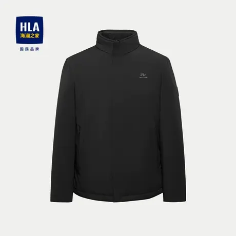 HLA/海澜之家无帽立领羽绒服2023秋冬鸭绒保暖时尚黑色外套男图片