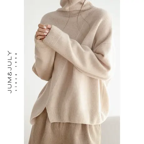 2023春秋新款高领毛衣女士设计感小众慵懒风高级感上衣1OO羊毛商品大图