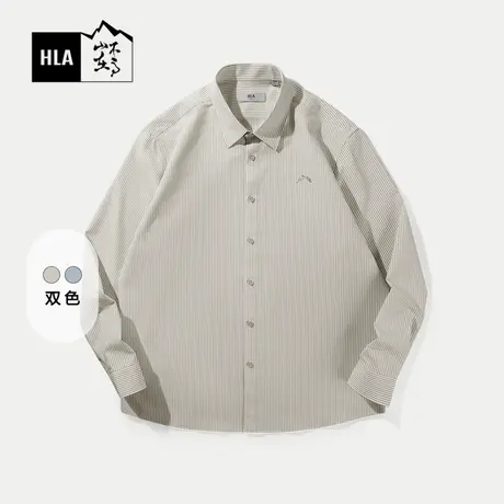 【泡泡纱】HLA海澜之家循迹山不在高长袖衬衫24春夏新刺绣衬衣男图片