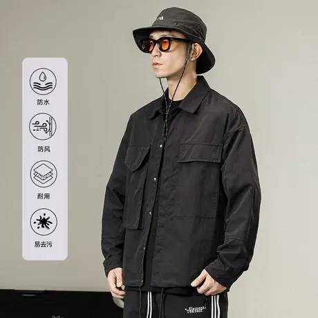 山系风百搭简约冲锋衣男士秋冬户外宽松翻领高级感夹克休闲外套男图片