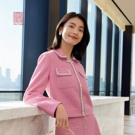 EP雅莹高端系列 国风针织千金风粉色小香风外套2024春装新款1241A商品大图