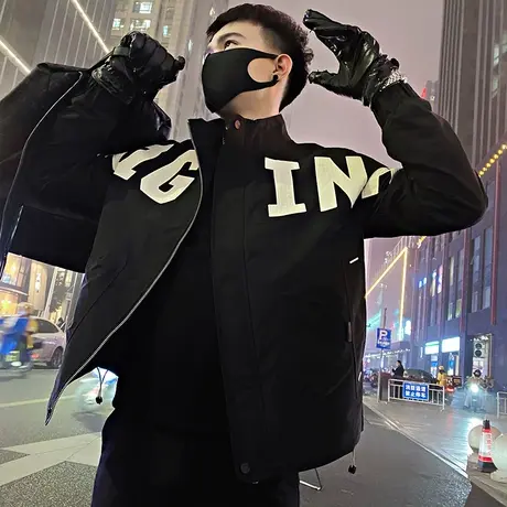 冲锋衣立领夹克男春季2024新款潮牌宽松痞帅刺绣字母工装外套上衣商品大图