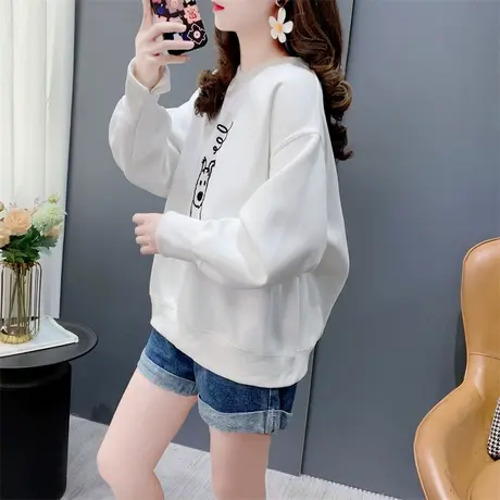 设计感卡通小狗圆领卫衣女春季2024年新款洋气减龄百搭小个子上衣商品大图