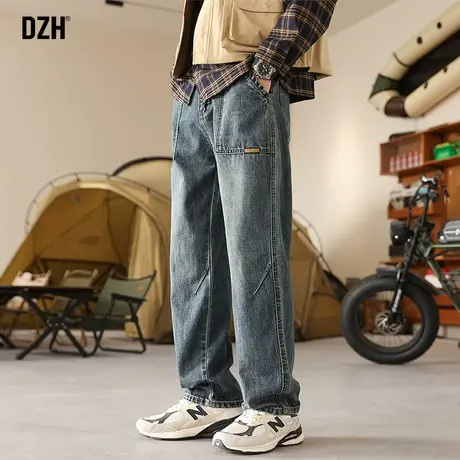 男士蓝色直筒牛仔裤男宽松大码春季2025新款男款裤子休闲百搭长裤商品大图