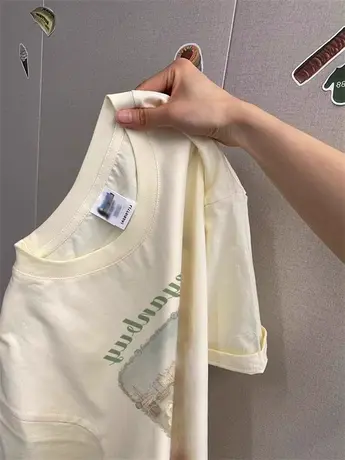 正肩短袖T恤女2024新款夏季修身打底衫ins潮白色内搭女装纯棉上衣商品大图